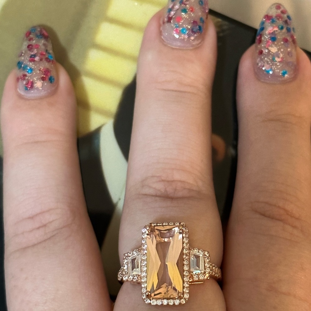 JTV Morganite simulated rose gold ring